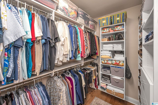 spacious closet featuring wood finished floors