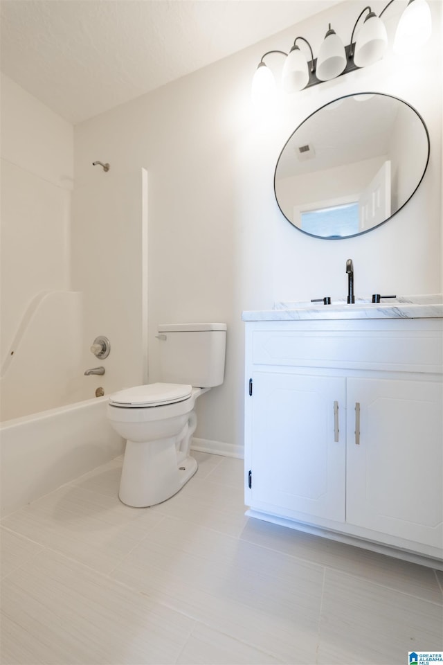 130 Alexandria Heights Cir, Alexandria, AL 36250 - full bathroom with tile patterned floors, visible vents, toilet,  shower combination, and vanity