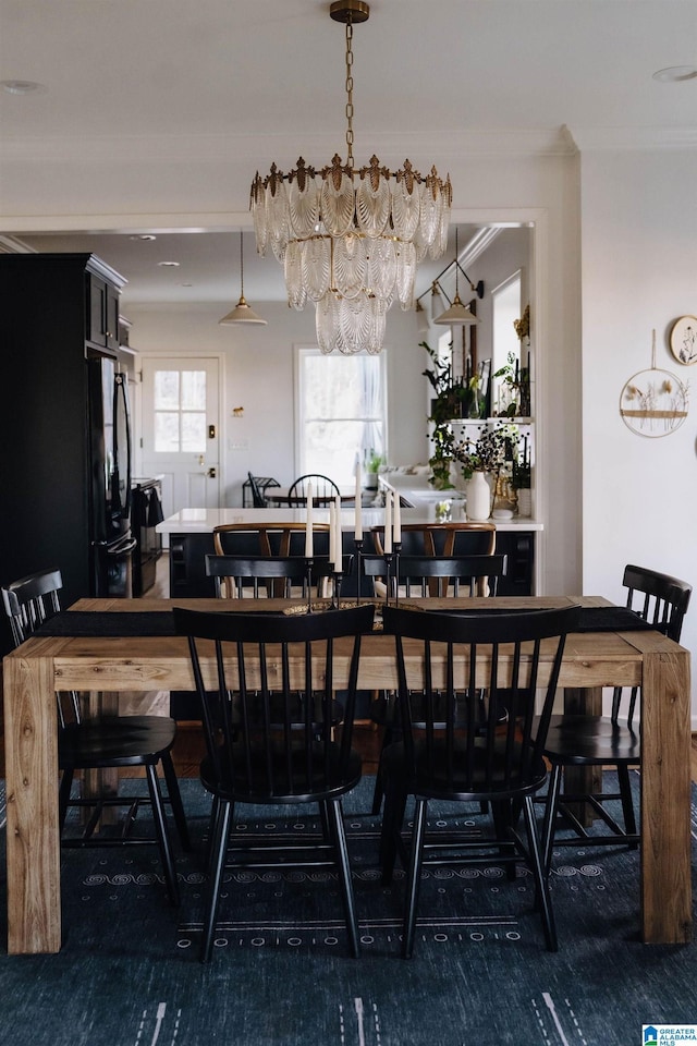 dining room with ornamental molding