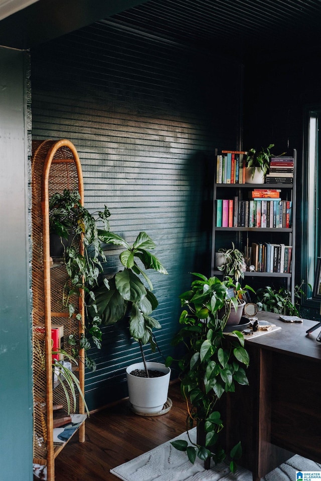 office area featuring wood finished floors
