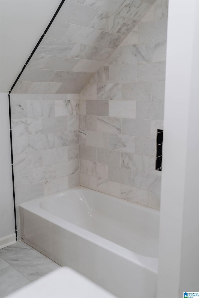 full bathroom featuring marble finish floor