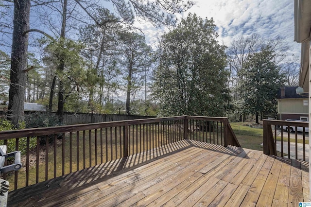 wooden deck featuring fence