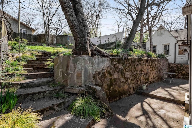 view of yard with a patio area and fence