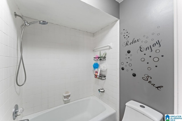 full bathroom featuring shower / tub combination and toilet