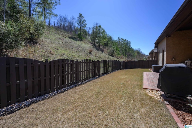 view of yard featuring a fenced backyard