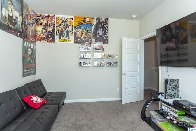 interior space featuring baseboards and carpet