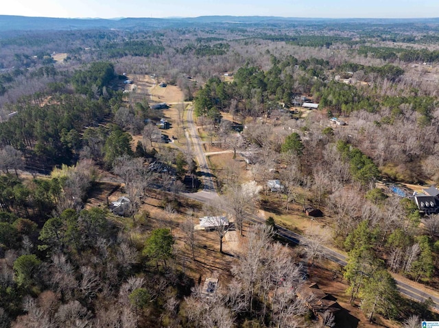 birds eye view of property with a wooded view