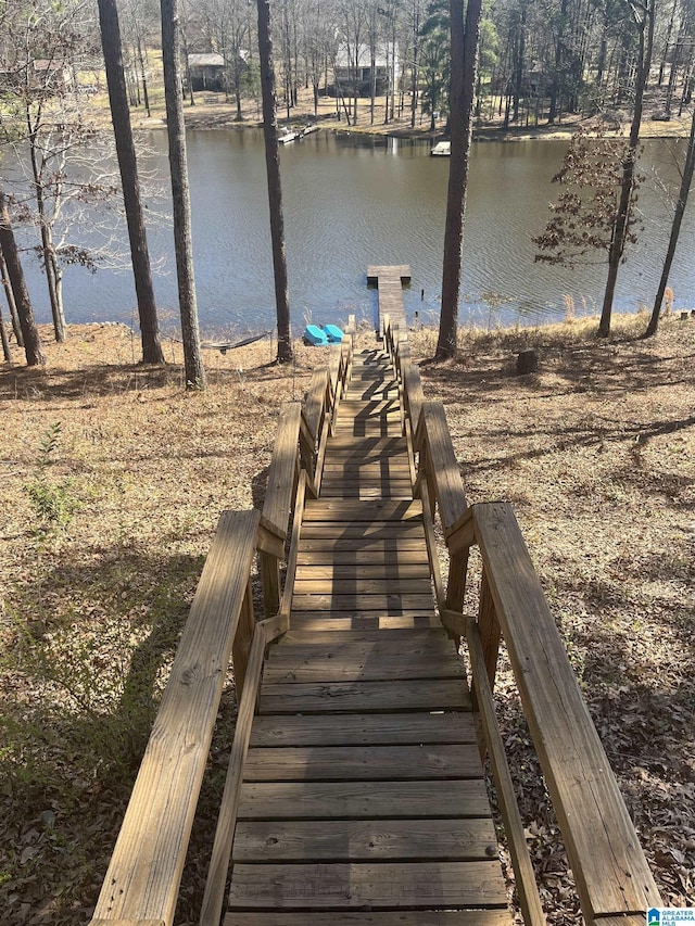 dock area featuring a water view