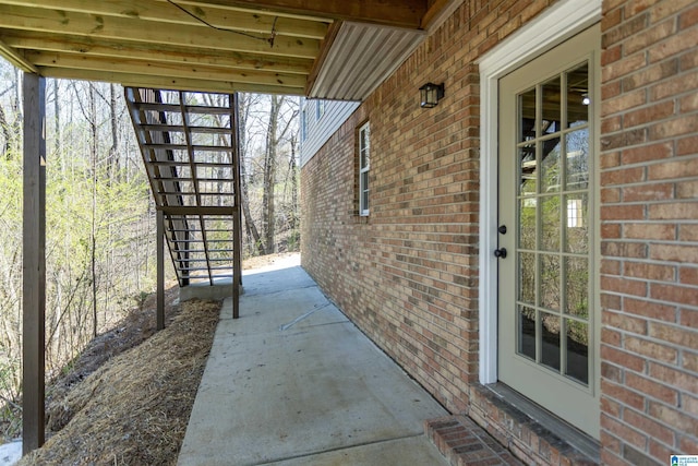 view of patio with stairway