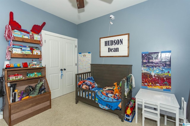 bedroom with a closet and ceiling fan