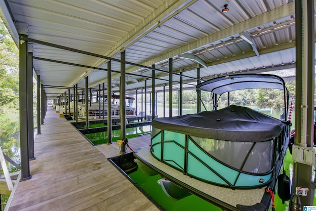 view of dock featuring boat lift