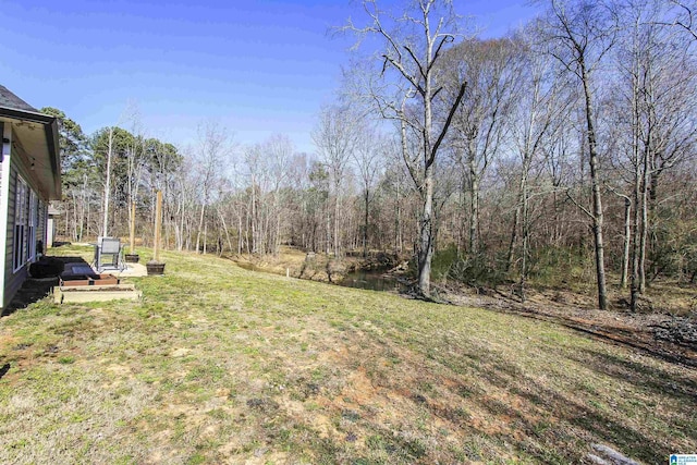 view of yard with a wooded view