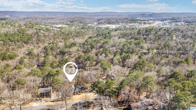 bird's eye view featuring a view of trees