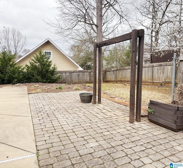 view of patio with a fenced backyard
