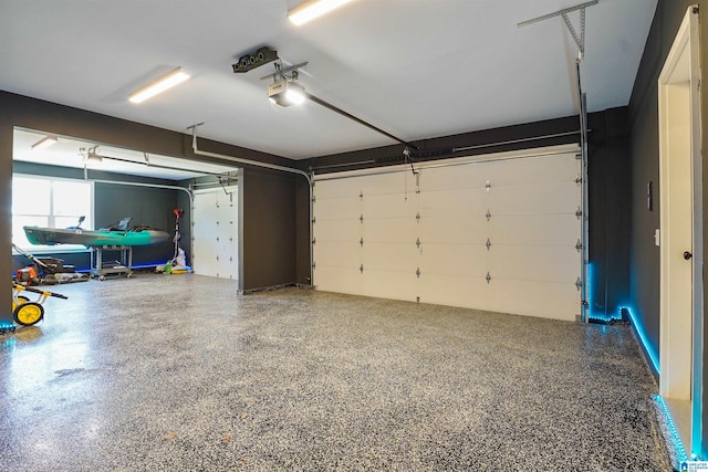 garage with a garage door opener