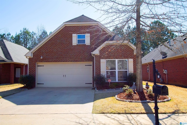 traditional home with brick siding and driveway