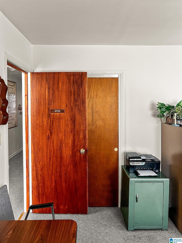 interior space featuring carpet flooring