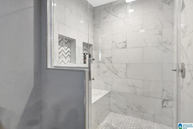 bathroom featuring a stall shower