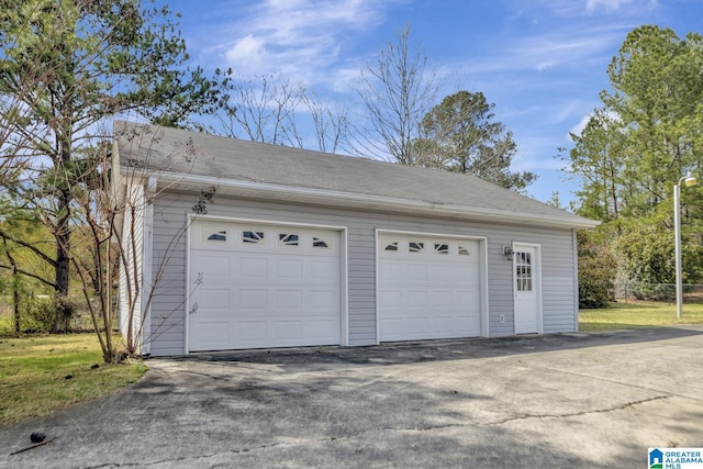 view of detached garage