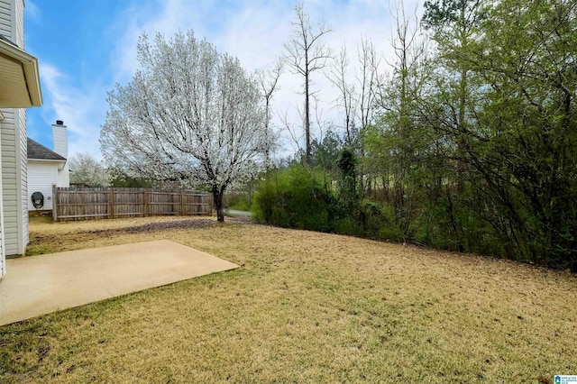 view of yard with a patio and fence