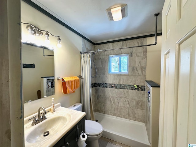 bathroom featuring visible vents, vanity, toilet, and a shower stall