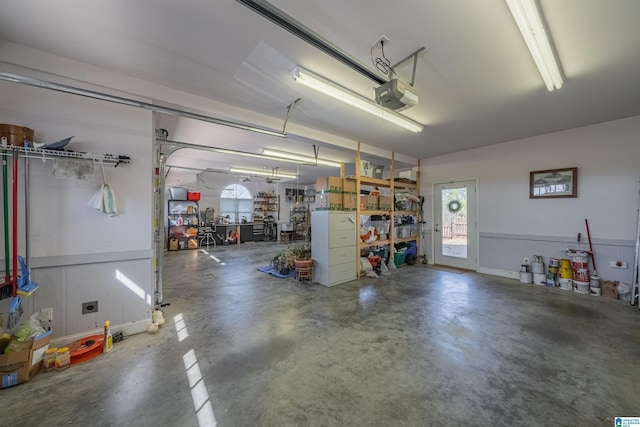 garage with a garage door opener