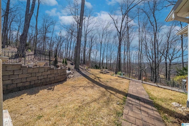 view of yard with fence