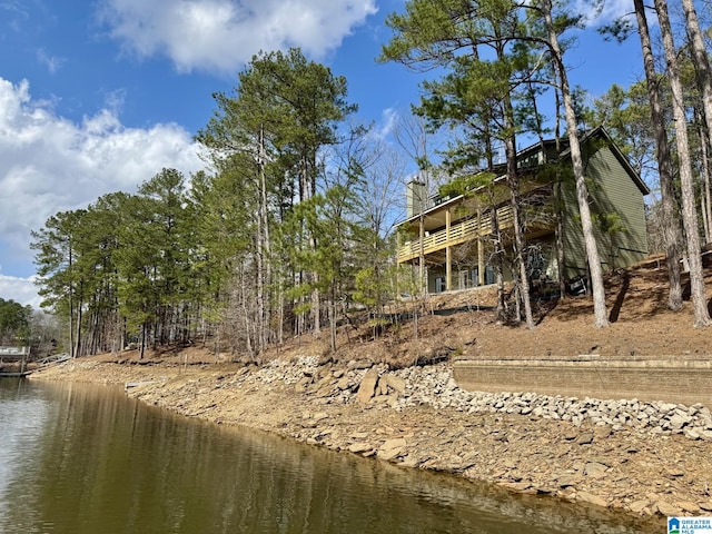 back of property with a water view