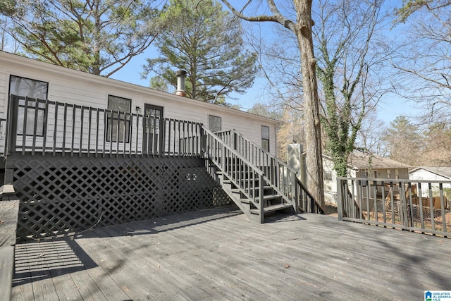 deck featuring stairs