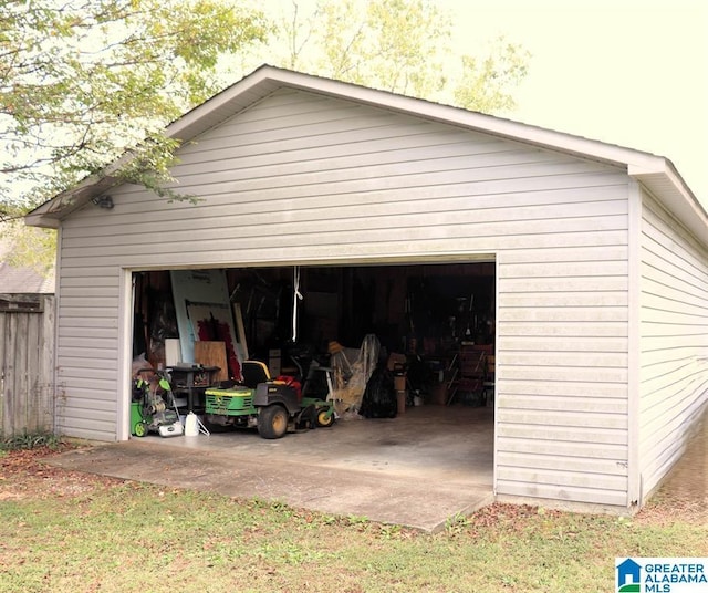 view of detached garage