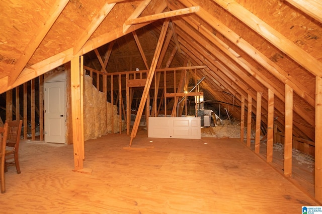 view of unfinished attic