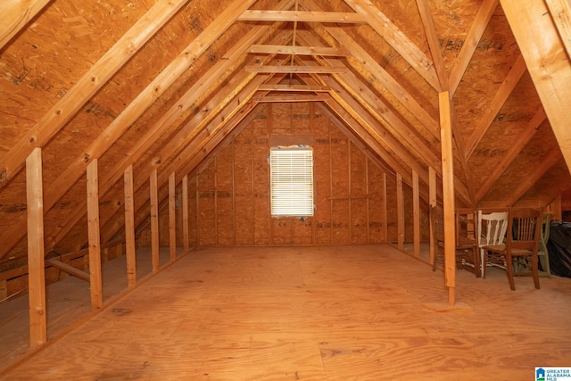 view of unfinished attic