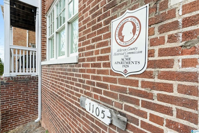 details featuring brick siding