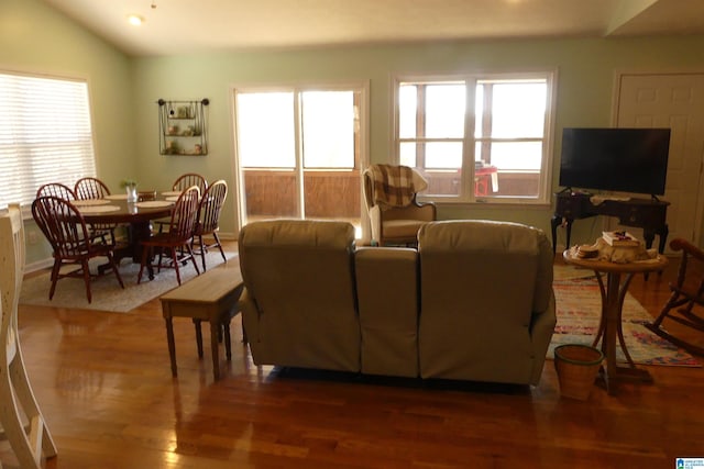 1310 County Road 264, Wedowee, AL 36278 - living area with lofted ceiling, wood finished floors, and a wealth of natural light