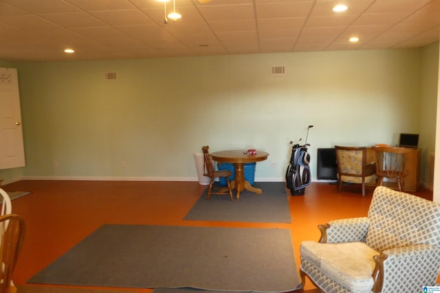 1310 County Road 264, Wedowee, AL 36278 - living area featuring visible vents, recessed lighting, a paneled ceiling, and baseboards