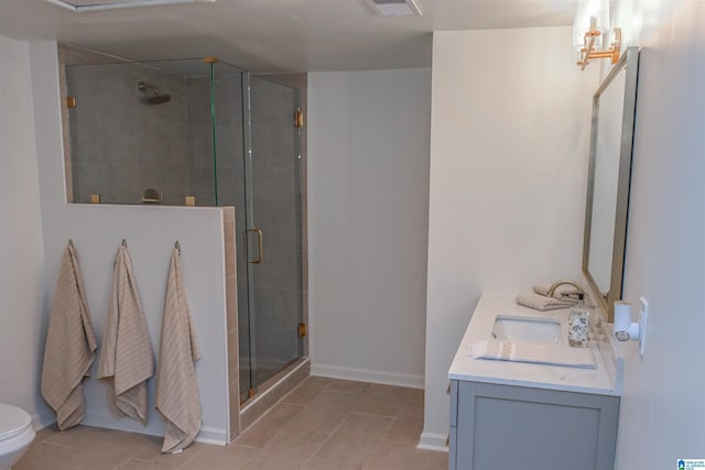 264 Mccalla Rd, Birmingham, AL 35022 - full bath with baseboards, toilet, a stall shower, tile patterned floors, and vanity