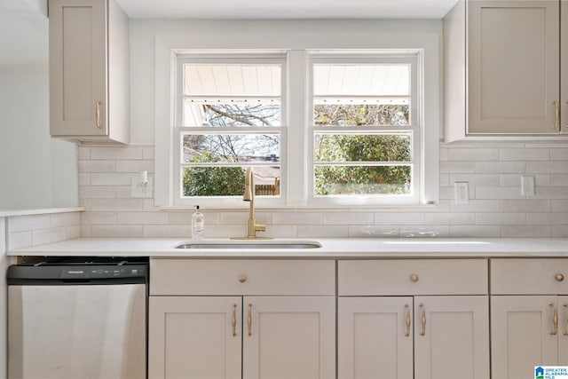 264 Mccalla Rd, Birmingham, AL 35022 - kitchen featuring dishwasher, decorative backsplash, light countertops, and a sink
