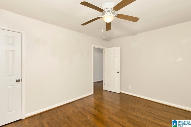 563 Brussels Ave, Birmingham, AL 35212 - spare room featuring a ceiling fan, wood finished floors, and baseboards