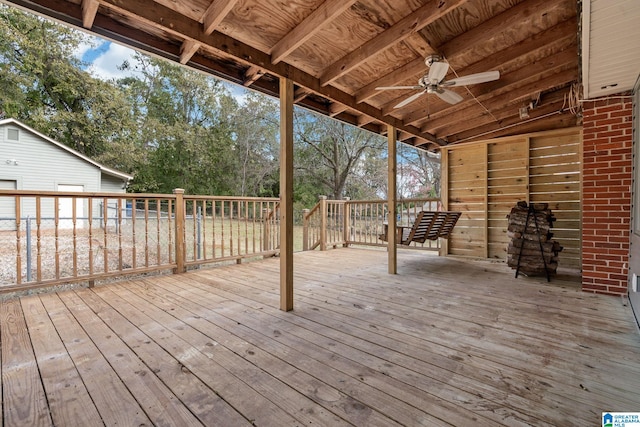 deck featuring a ceiling fan