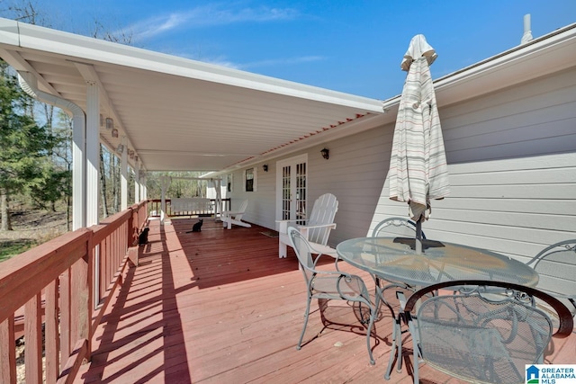 2350 Morton Rd, Warrior, AL 35180 - wooden terrace featuring outdoor dining space and french doors