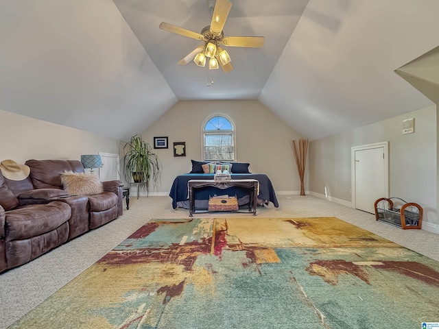 385 Rouse Rd, Sumiton, AL 35148 - interior space with lofted ceiling, a ceiling fan, and baseboards