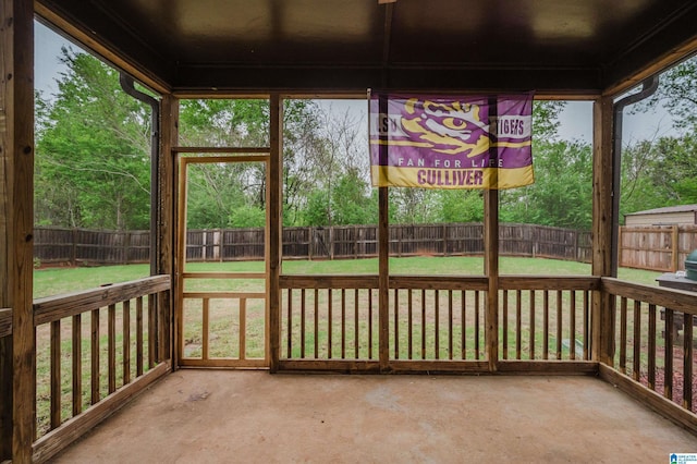 view of unfurnished sunroom