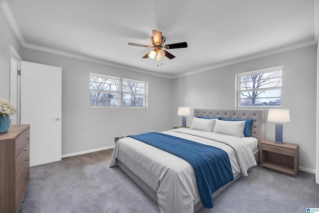817 Milgray Ln, Bessemer, AL 35022 - bedroom with light carpet, multiple windows, baseboards, and ornamental molding