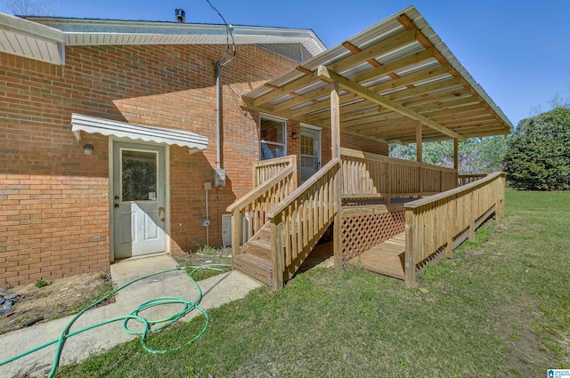 deck featuring a yard