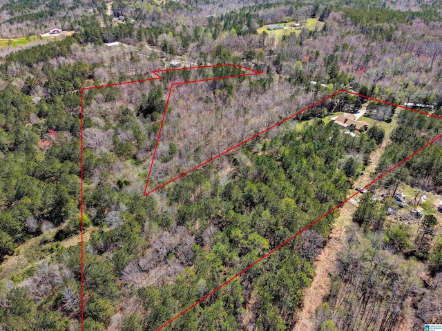 aerial view with a wooded view