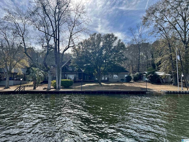 property view of water with a boat dock