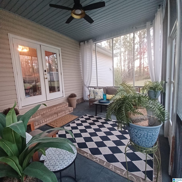 7459 15th Street Rd, Bessemer, AL 35023 - sunroom / solarium featuring french doors and a ceiling fan