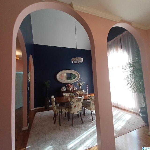7459 15th Street Rd, Bessemer, AL 35023 - dining area featuring wood finished floors, baseboards, and ornamental molding
