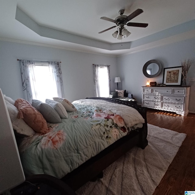 7459 15th Street Rd, Bessemer, AL 35023 - bedroom featuring a tray ceiling, wood finished floors, and a ceiling fan