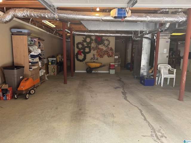 view of unfinished basement